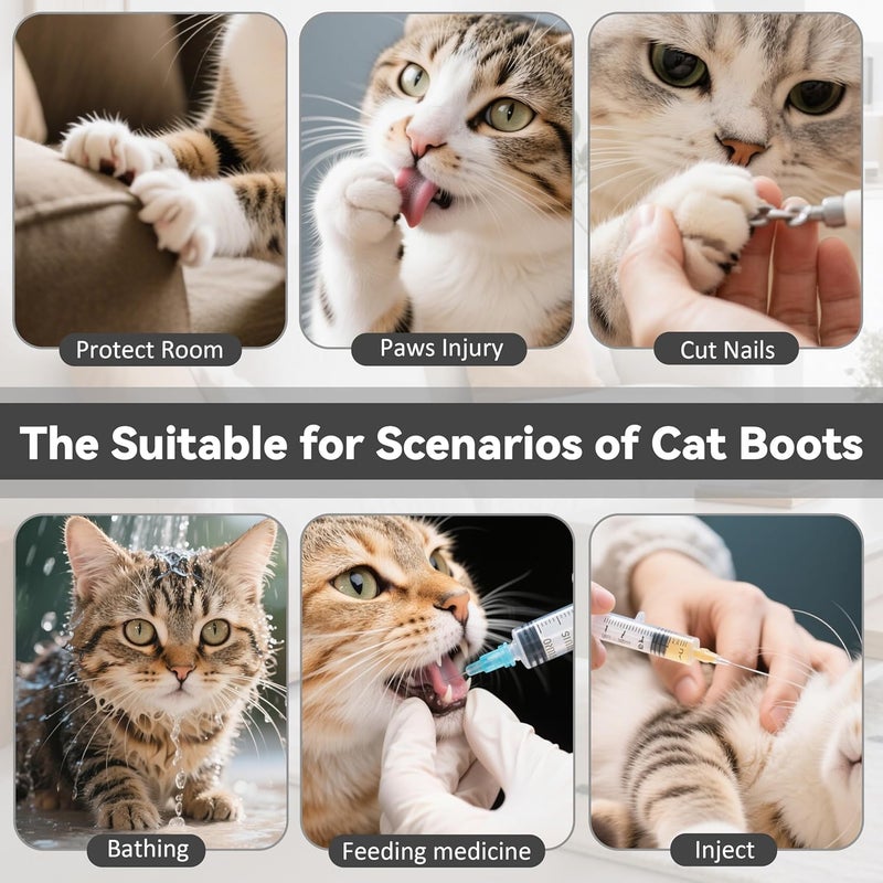 Civore Cat Booties Anti Scratch Mittens,4 PCS cat Claw Covers,Mesh Breathable Cat Shoes,Adjustable Cats Anti Scratch Gloves,Suitable for Cats When Bathing and Nail Trimming（Size L） - Image 5